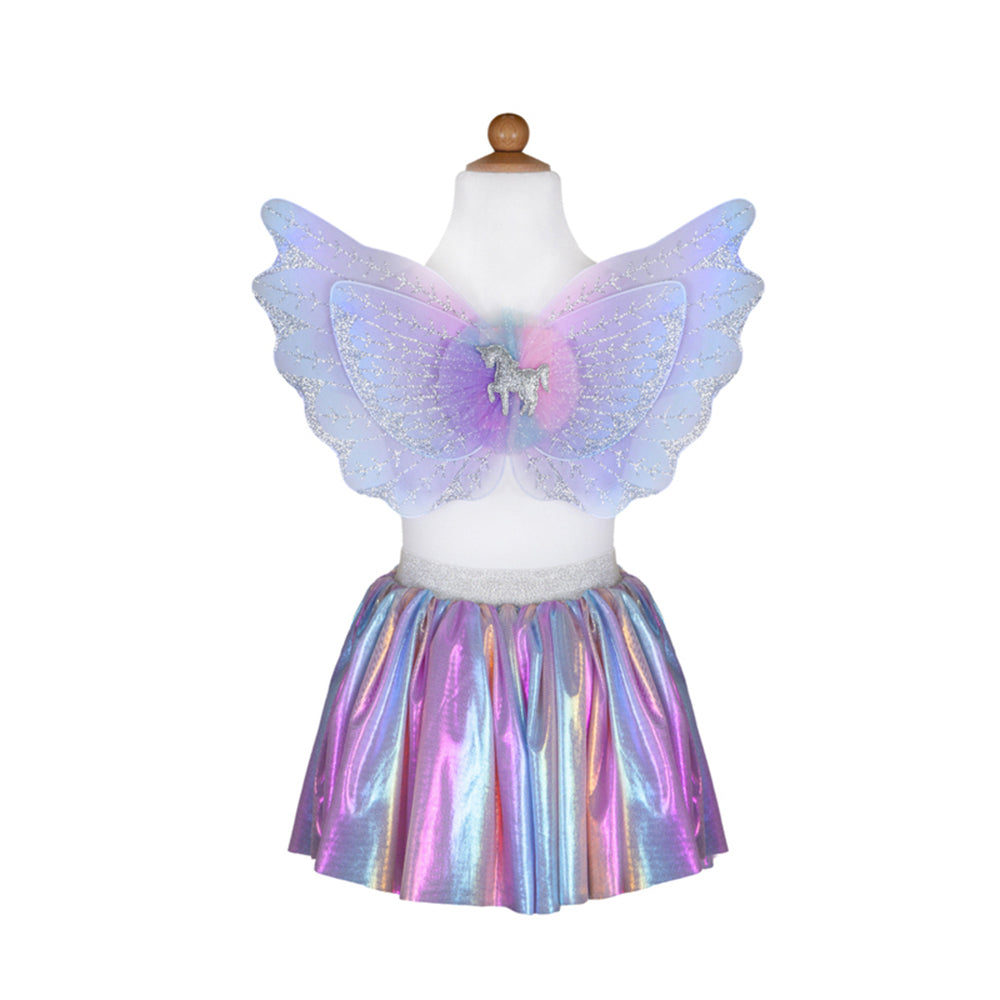 Great Pretenders Size 4-6 Pastel Magical Unicorn Skirt/Wings Kids 3y+