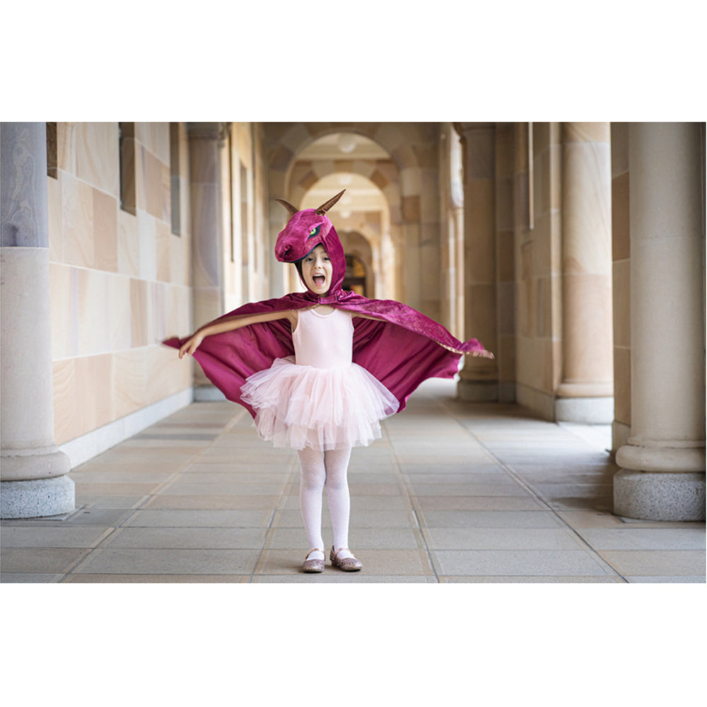 Great Pretenders Sz 5-6 Starry Night Hooded Dragon Cape Burgundy/Copper 4y+