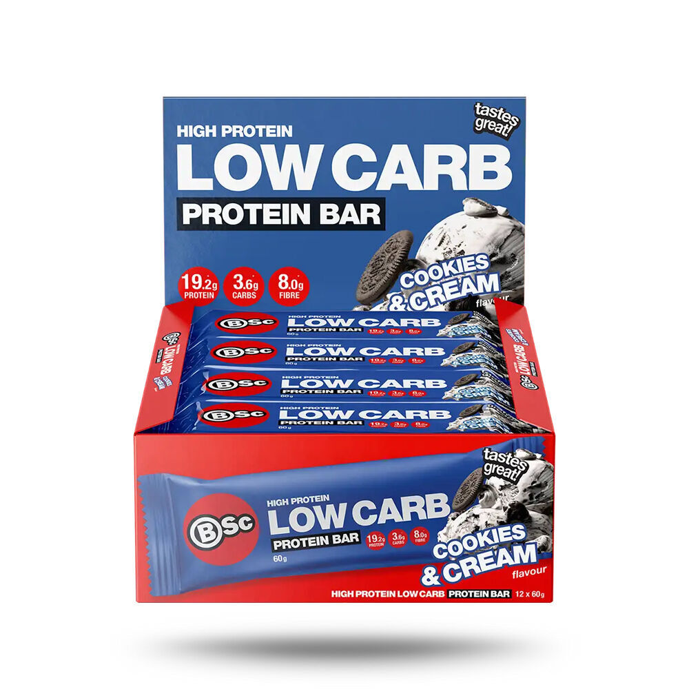 2x 12PK BSc High Protein Low Carb Bar No Added Sugar 60g Serve Cookies & Cream
