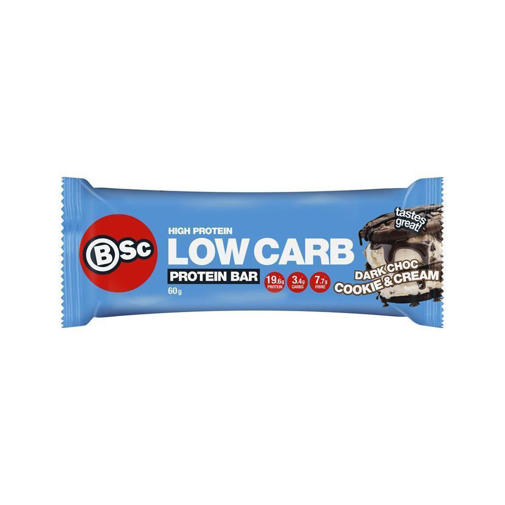 12PK BSc High Protein Low Carb Bar 60g Serve Dark Chocolate Cookie