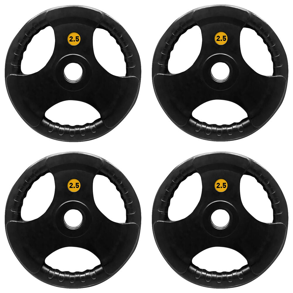 4PK Olympic Rubber Grip Plate Weight Lift Home Gym Exercise 2.5kg