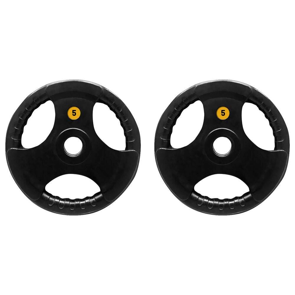 2PK Olympic Rubber Grip Plate Weight Lift Home Gym Exercise 5kg