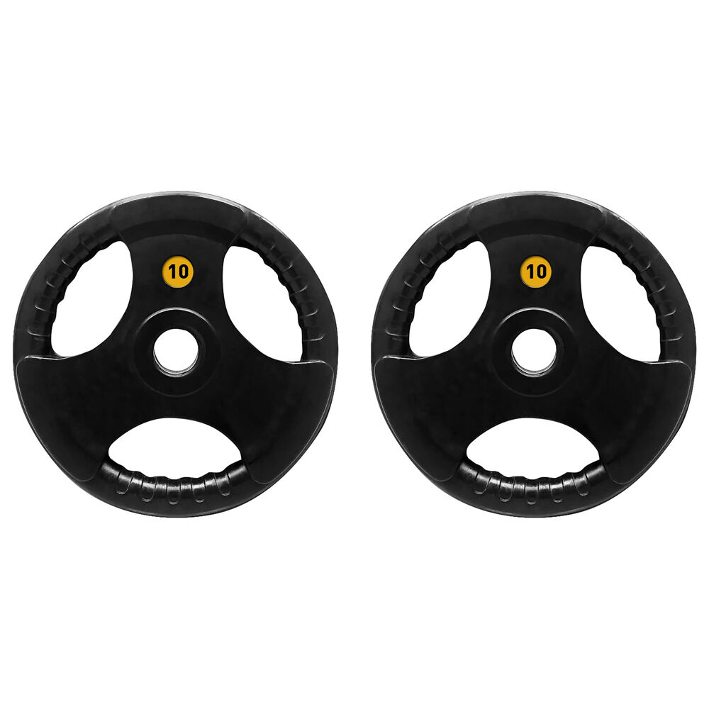 2PK Olympic Rubber Grip Plate Weight Lift Home Gym Exercise 10kg