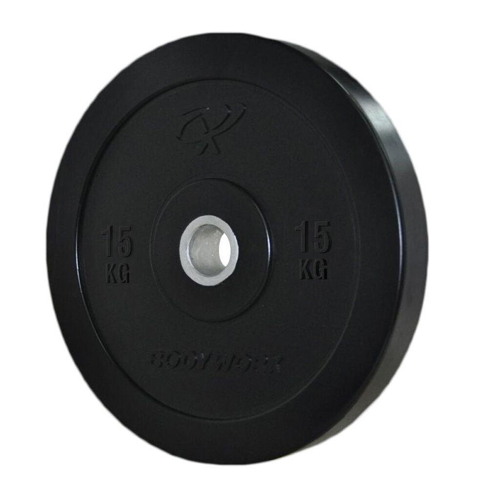 Bumper Plate Weight Lift Home Gym Workout Exercise 15kg Black