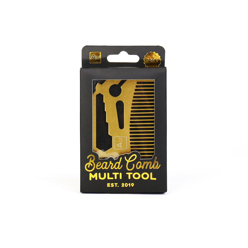 Gift Republic Men's 6-in-1 Pocket Beard Comb Multi-Tool - Gold