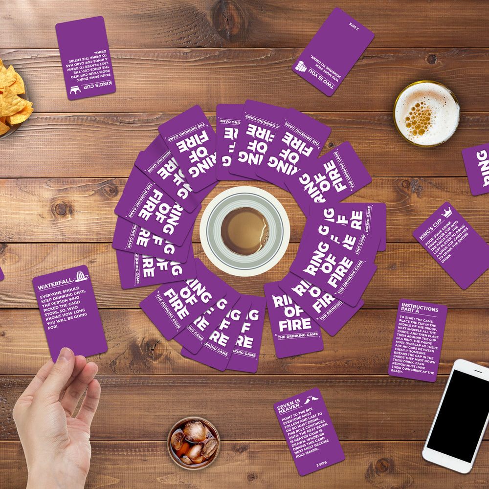 52pc Gift Republic Ring Of Fire Drinking Game Cards w/ 5 Cups