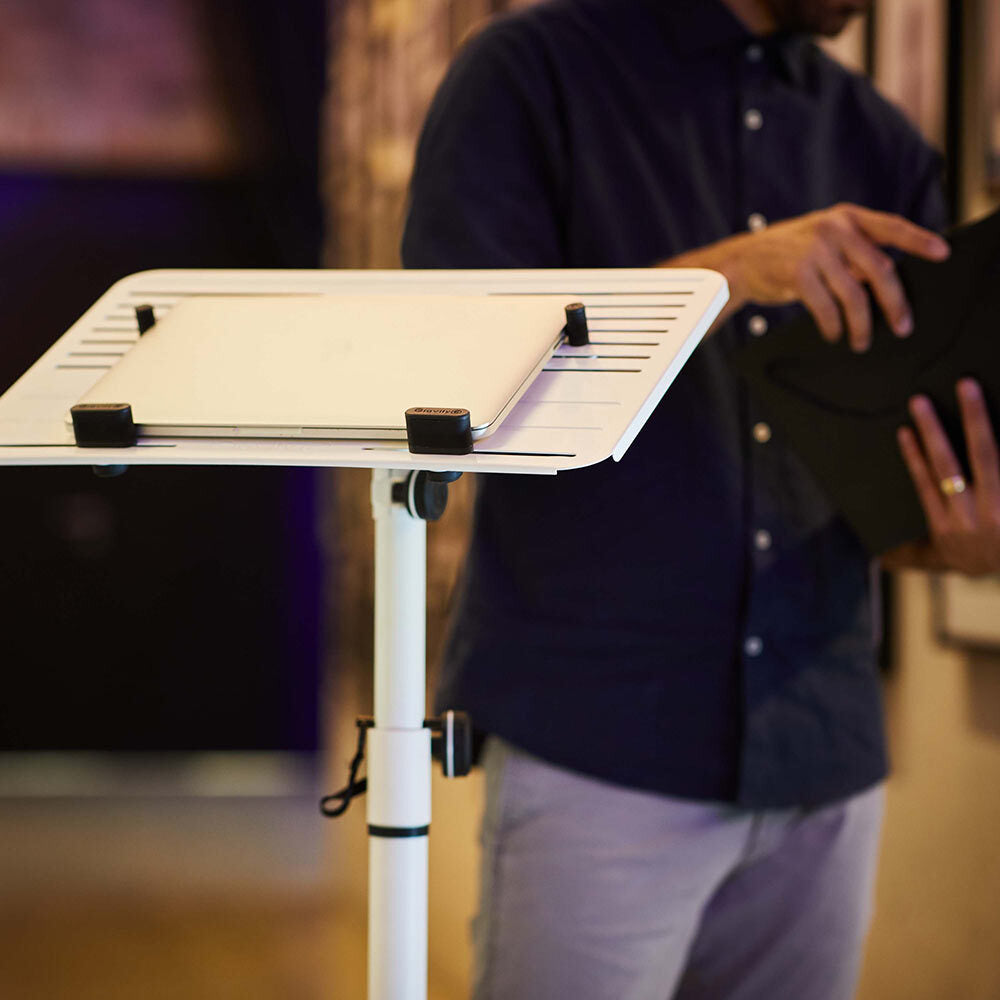 Gravity LTST02W Lecturn 120cm Stand w/ Steel Base For Laptop - White