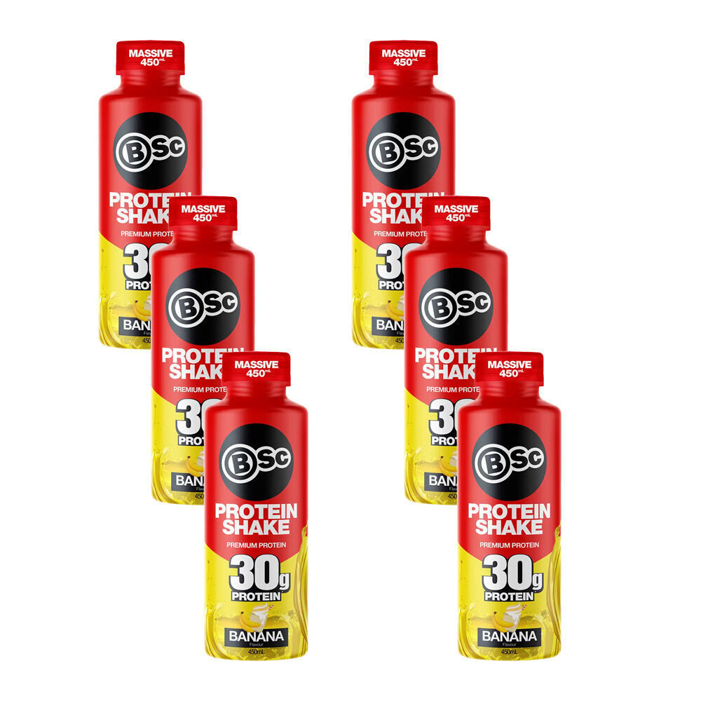 2x 6PK BSc Ready To Drink Premium 30g Protein Shake Post Workout 450ml Banana