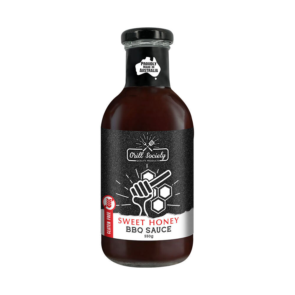 3PK Grill Society BBQ Sweet Honey Sauce Gluten Free Condiment 550g