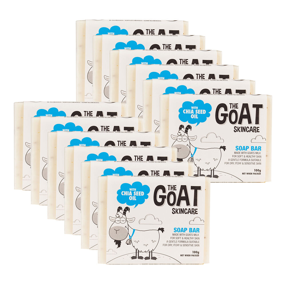 12PK The Goat Skincare Soap Bar w/ Chia Seed Oil 100g For Dry & Sensitive Skin