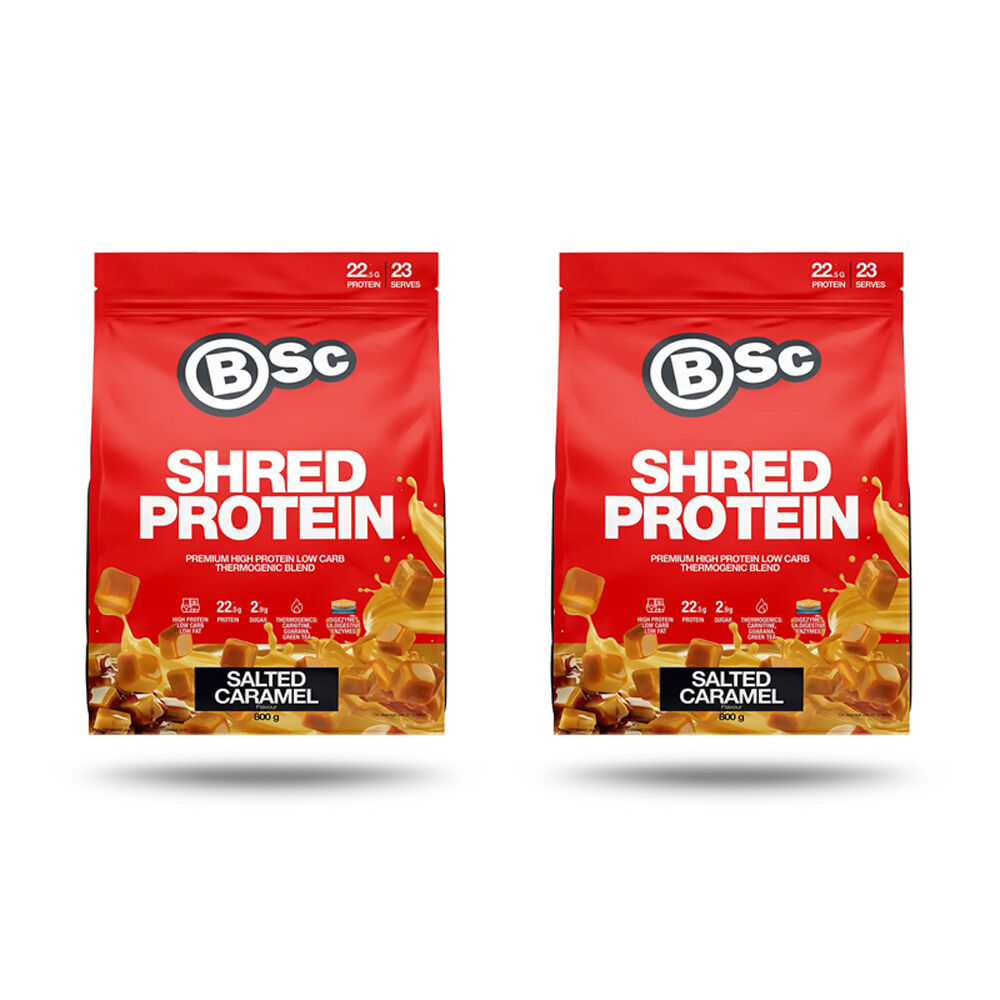2PK BSc High Protein Shred Powder Post Workout 23 Serves 800g Salted Caramel