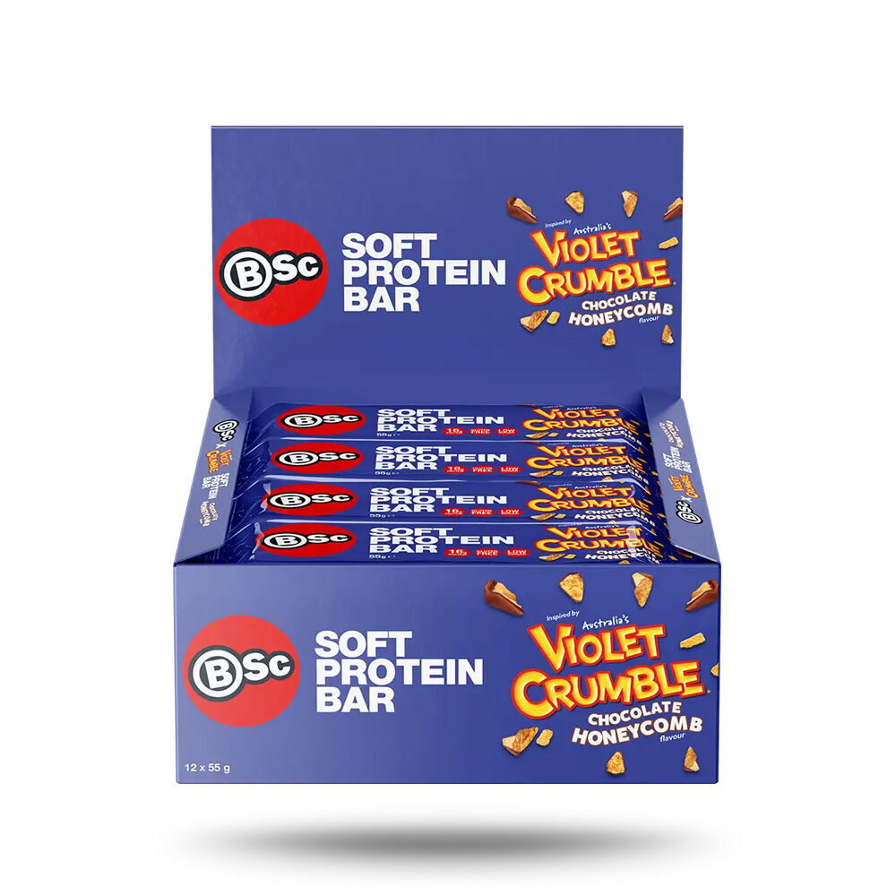BSc x Violet Crumble Chocolate Honeycomb Combo 12PK Protein Bars & 700g Powder