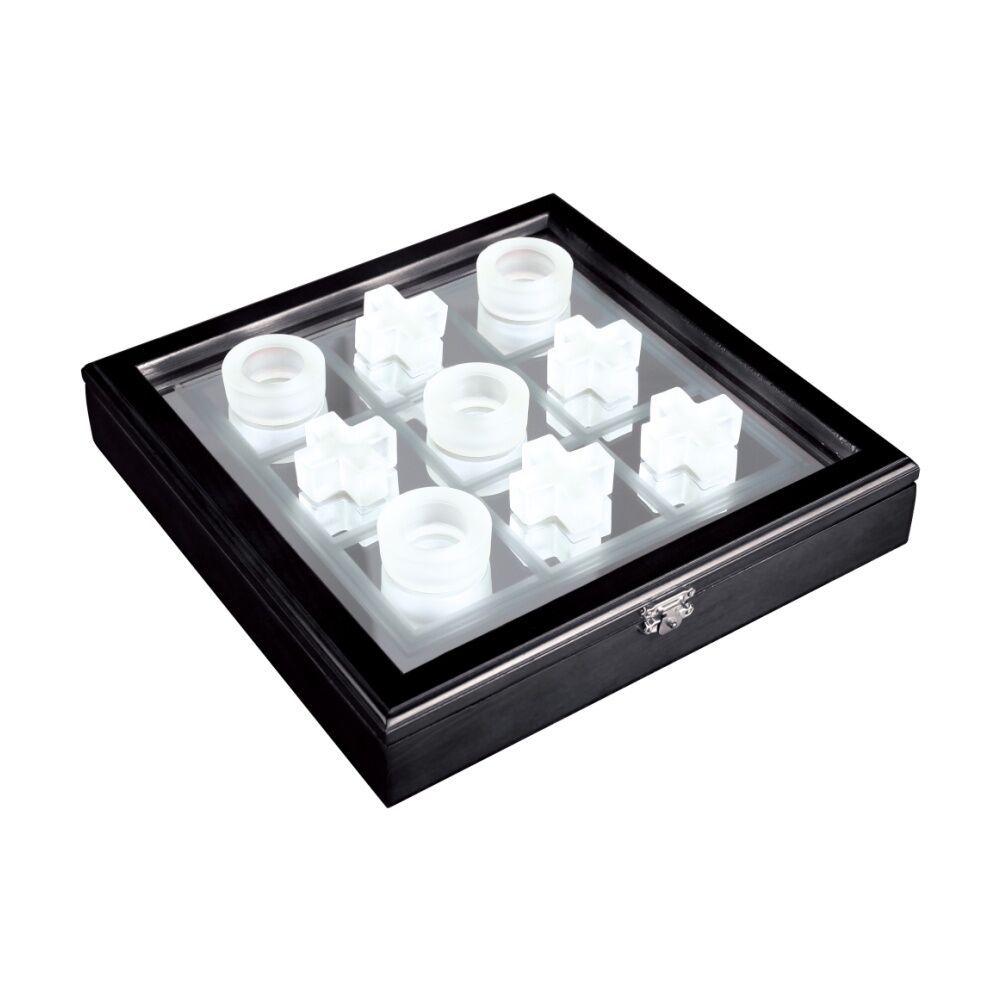 9pc Karson Tic Tac Toe Luxe Frosted Glass Board Game Set 6y+ 27.8x27.8x7.5cm