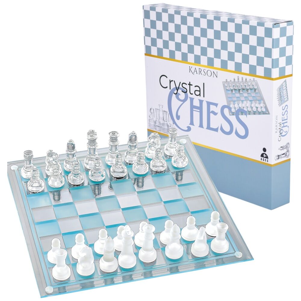 32pc Karson Crystal Chess Game Set w/ Glass Board 6y+ 38x38x5.8cm Clear