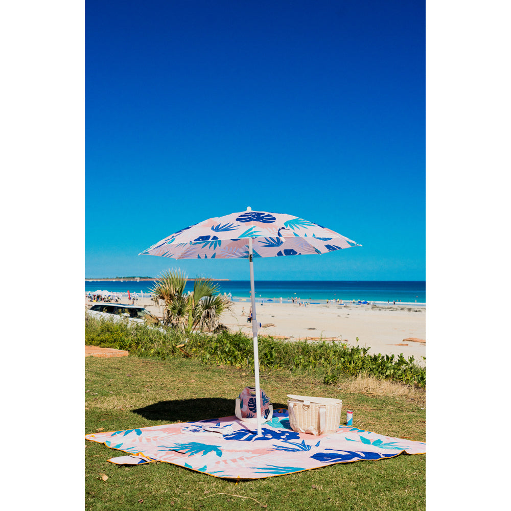 Good Vibes Premium Picnic Mat Blush Palm 200x200cm