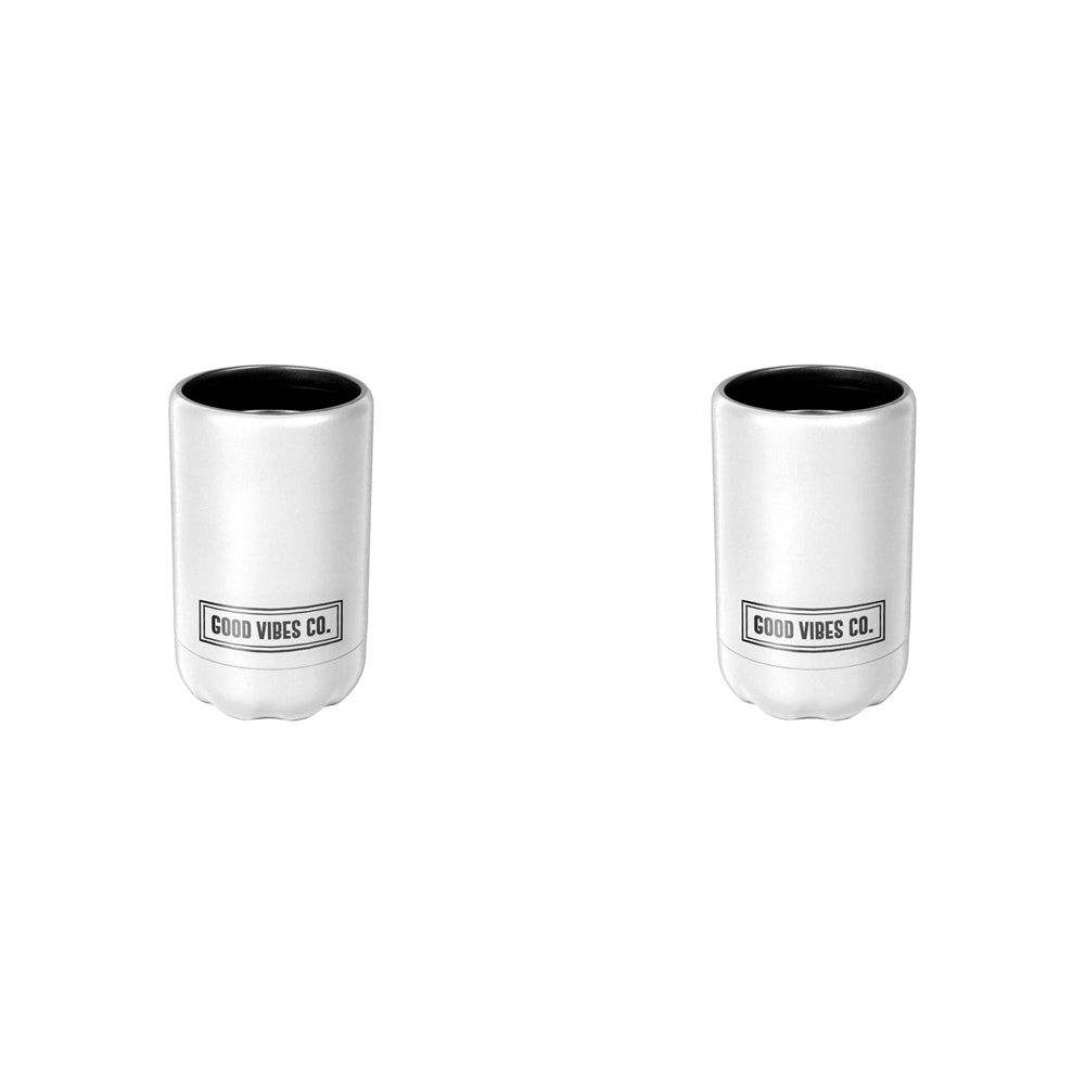2PK Good Vibes Can Cooler Double Walled Ss 12x7.5cm Ice White