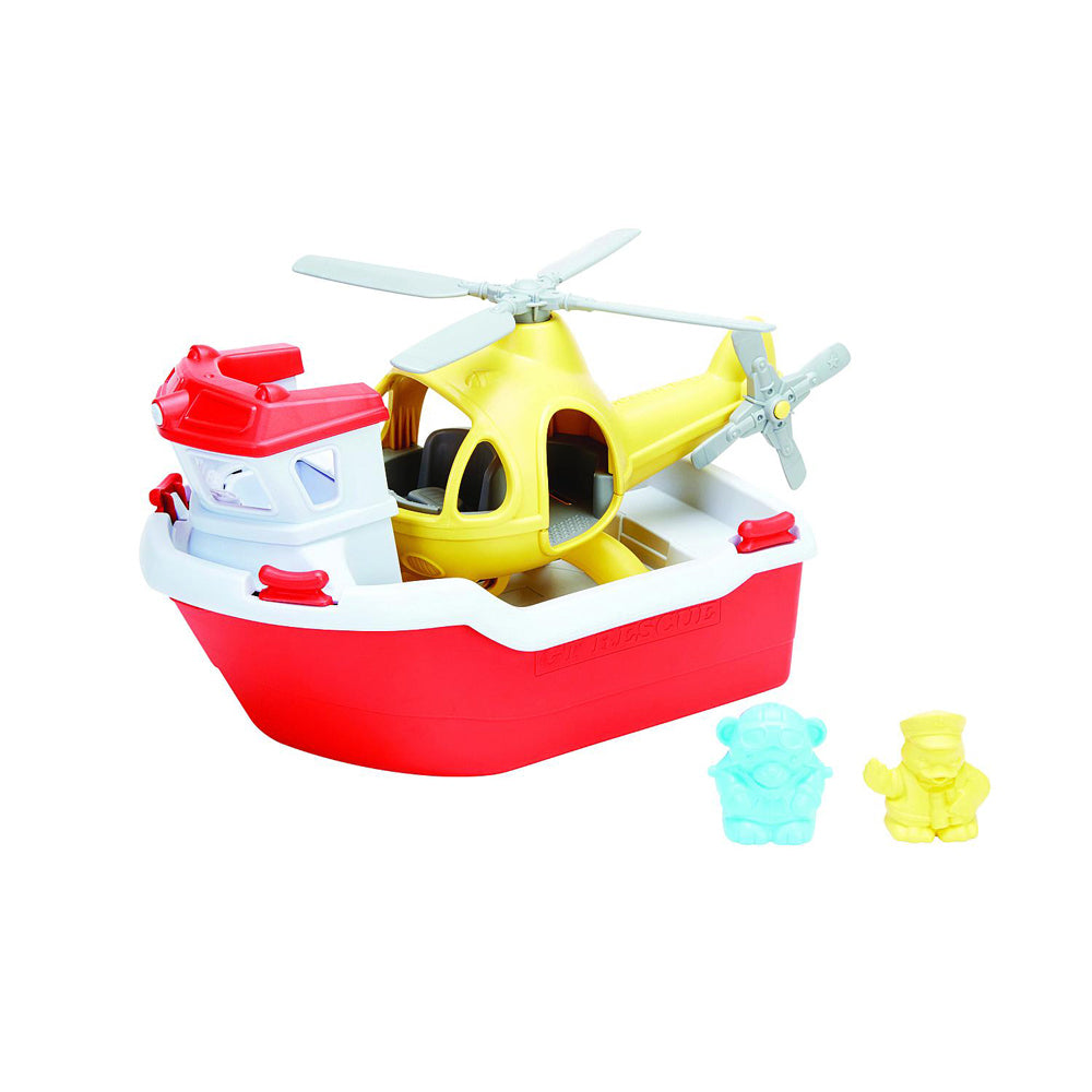 Green Toys Rescue Boat and Helicopter Kids/Toddler Bath Toy 2+