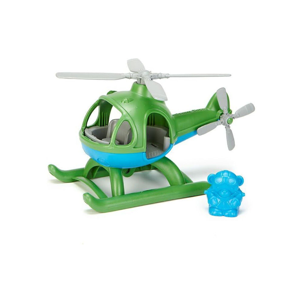 Green Toys Helicopter Flying Chopper w/ Pilot Figure Recycled Kids Green/Blue