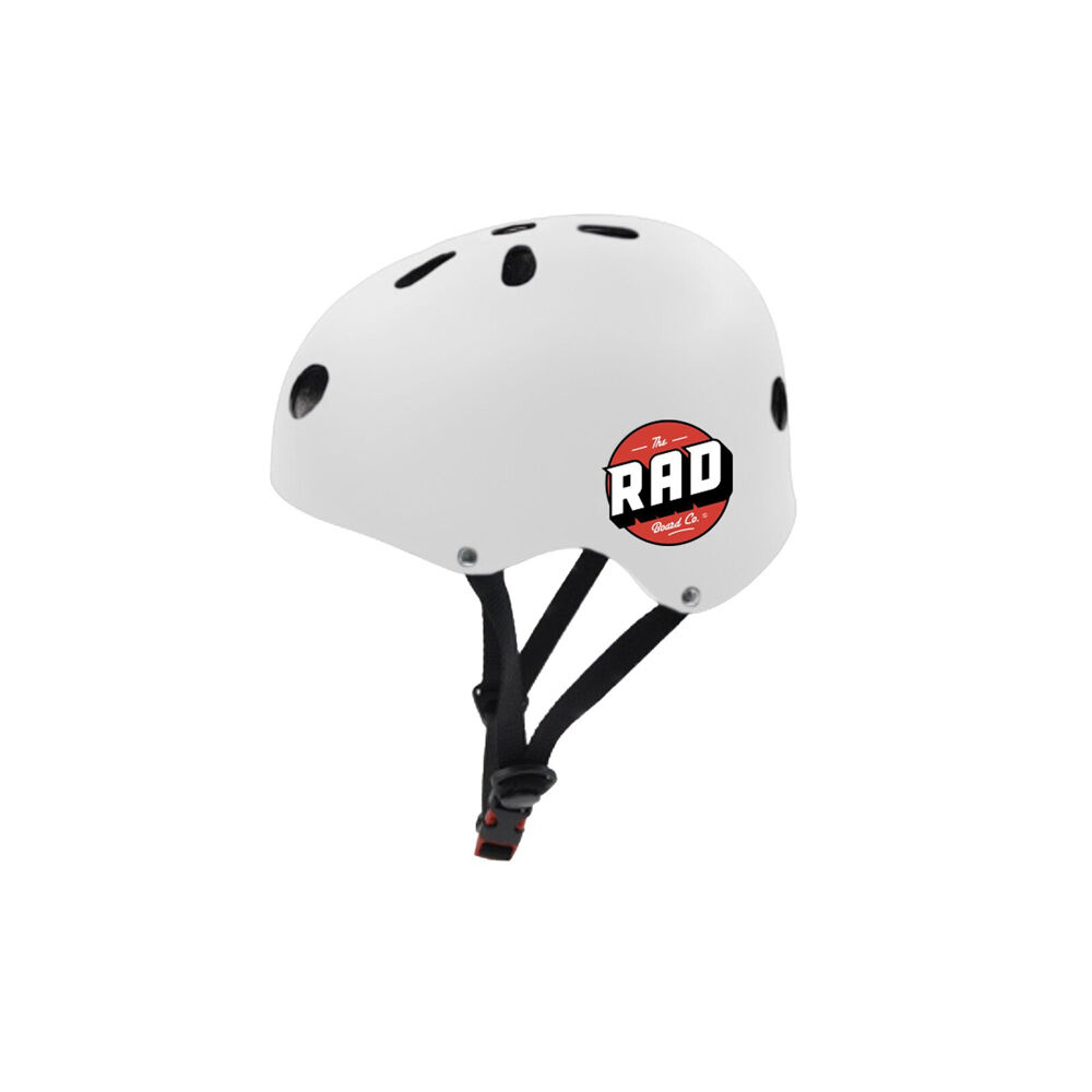 Rad Board Co Skate Helmet Street/Park Skateboard Head Gear White