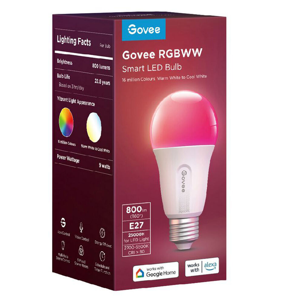 Govee RGBWW WiFi/Bluetooth Smart LED Light Bulb - E27