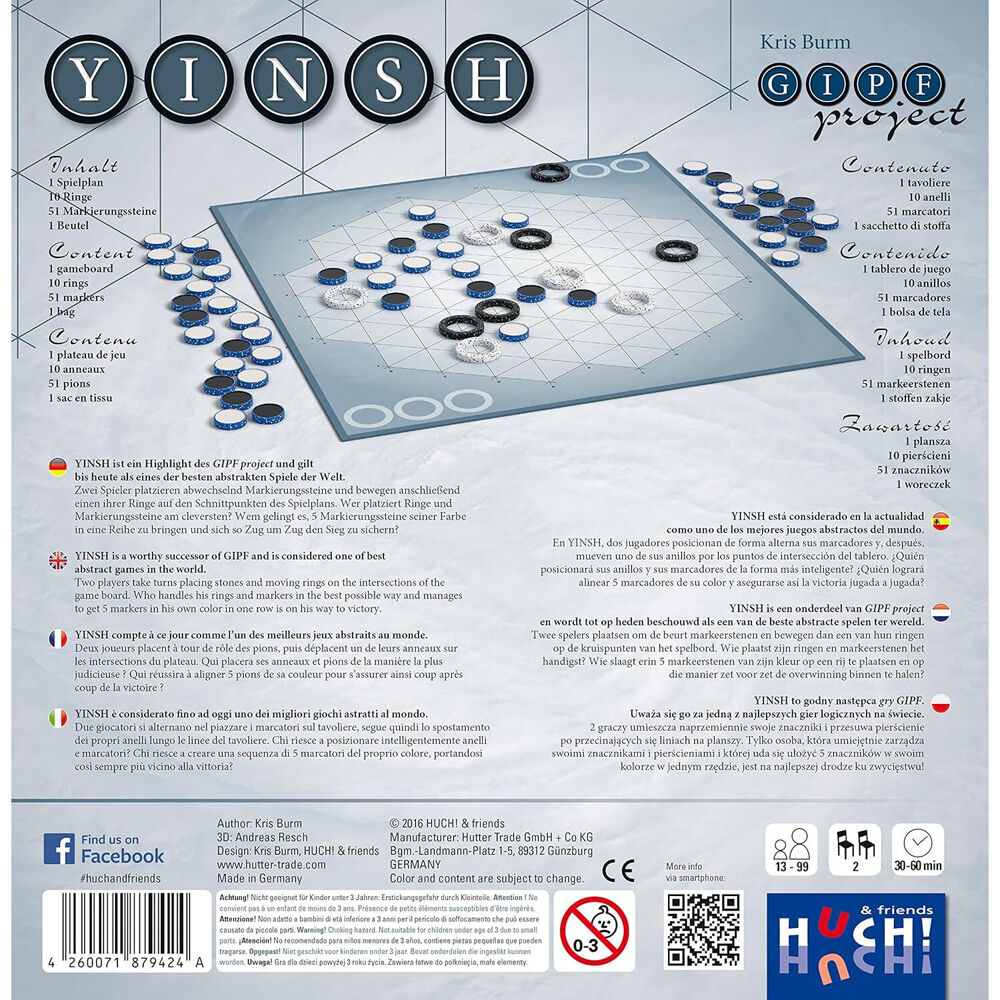 Huch! YINSH Ring/Tile Placement Strategy Board Game Kids Children 9y+