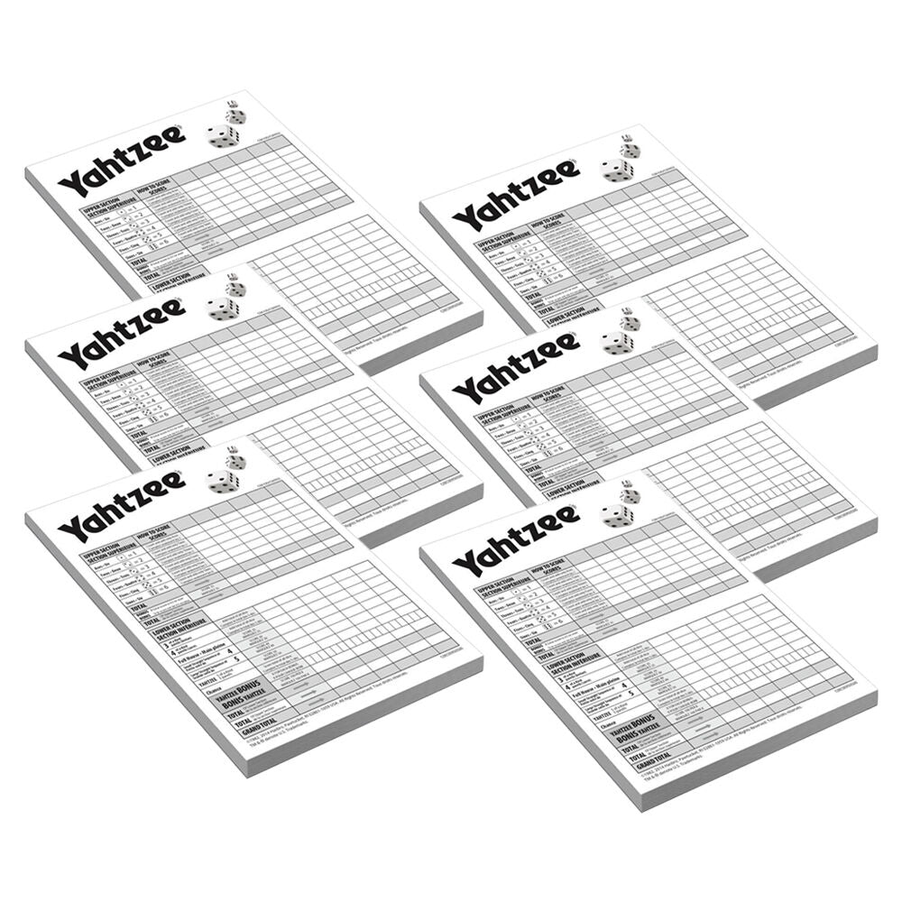 6PK Hasbro Yahtzee 80 Page Refill Score Pads Game for Family and Friends 8Y+