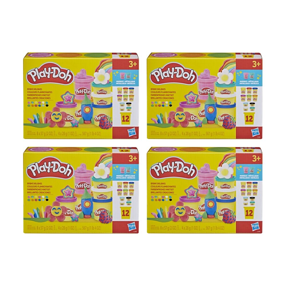 4PK Play-Doh Bright Delights Multicolour Kids Arts & Crafts Set 3y+ 12 Colours