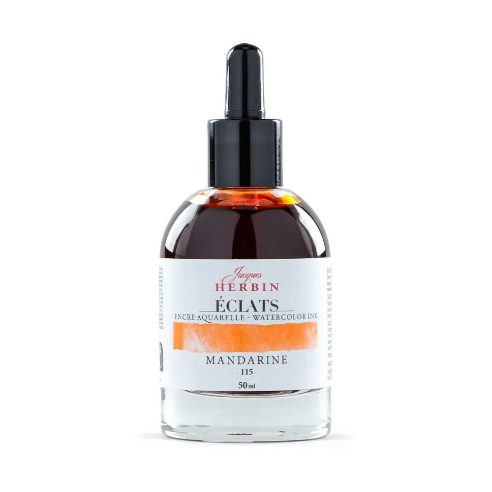 Herbin Eclats Glass Bottle Intense Watercolour Ink w/ Dropper 50ml Mandarin
