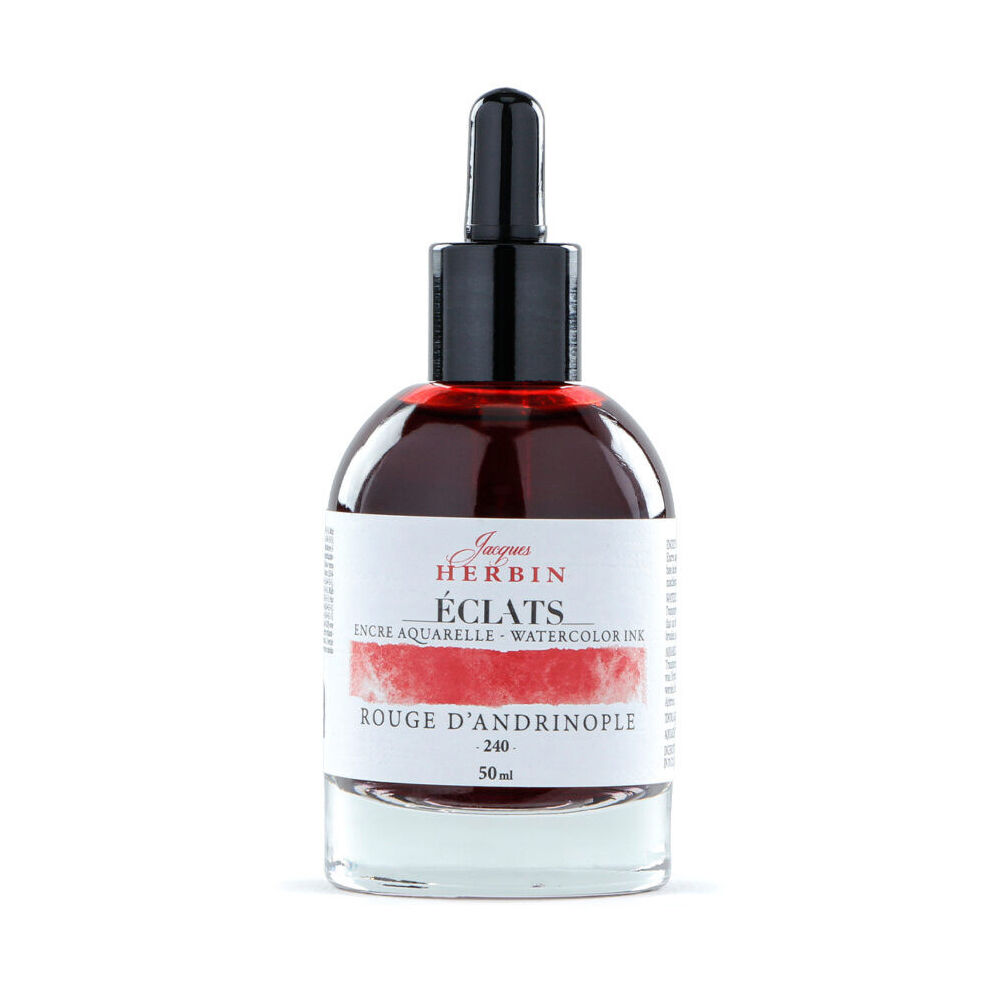 Herbin Eclats Glass Bottle Intense Watercolour Ink w/ Dropper 50ml Turkey Red