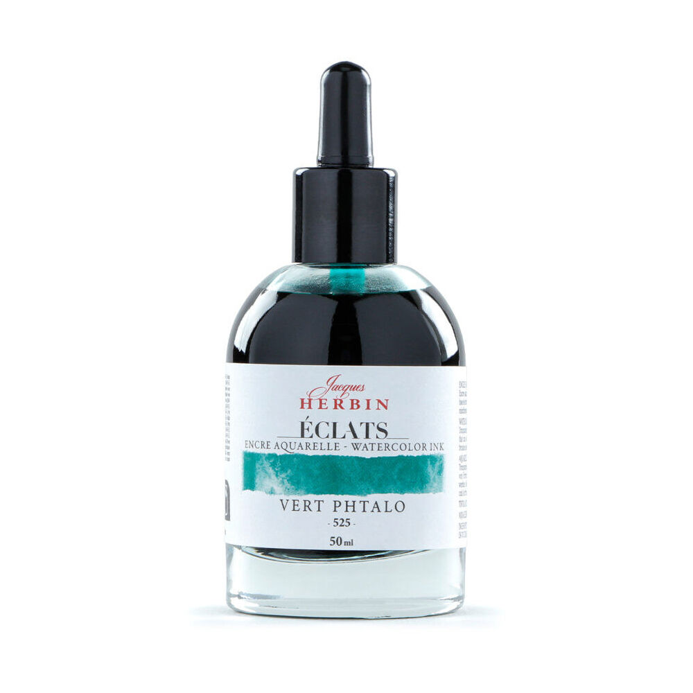 Herbin Eclats Intense Watercolour Ink w/ Dropper 50ml Phthalo Green