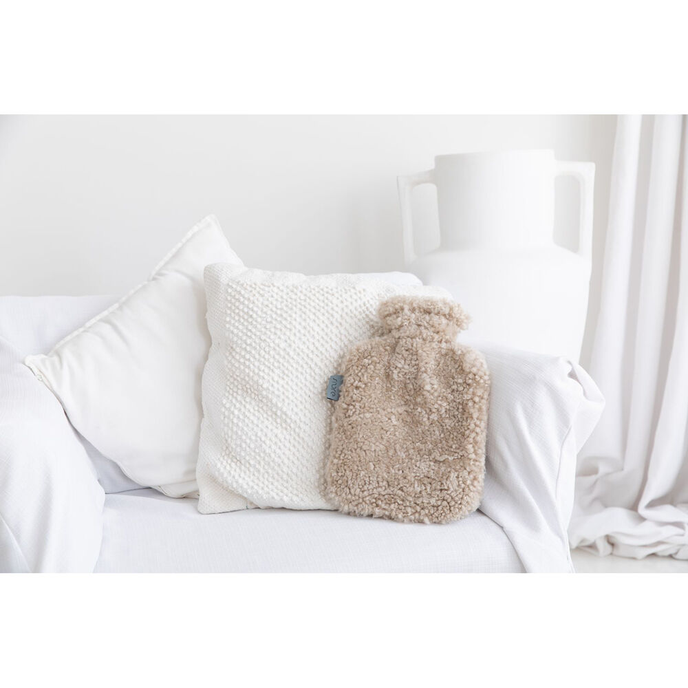 Huxford Grove The Kingston Sheepskin Hot Water Bottle Cover w/ Flask Oatmeal