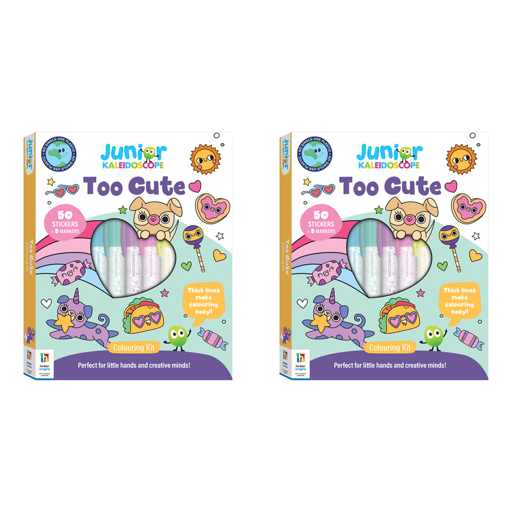 2PK Junior Kaleidoscope Kids 26x23cm Colouring Book Kit Too Cute 3y+