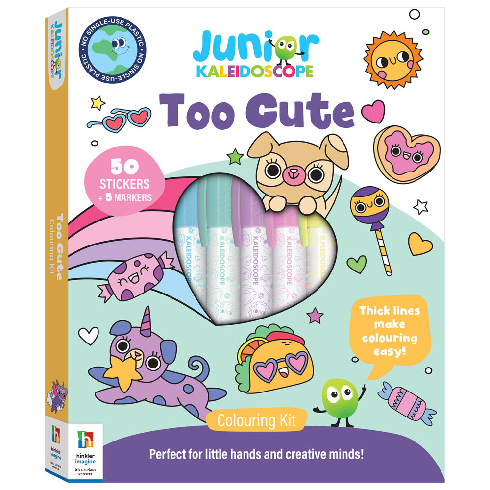 2PK Junior Kaleidoscope Kids 26x23cm Colouring Book Kit Too Cute 3y+