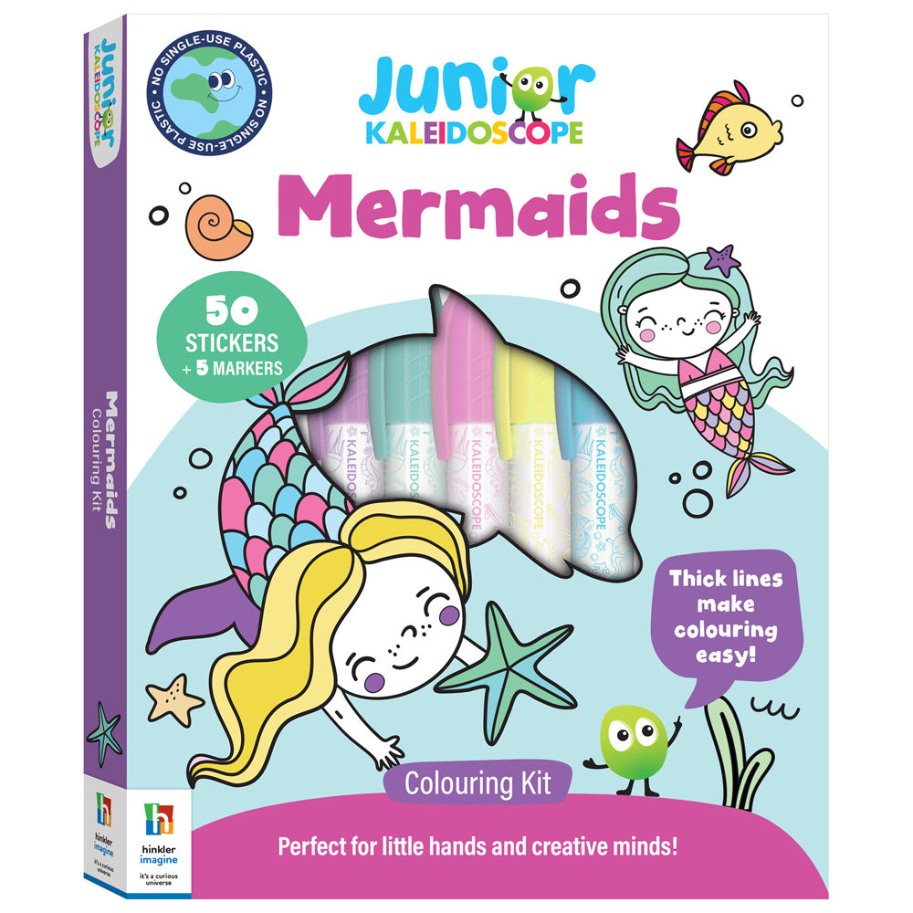 2PK Junior Kaleidoscope Kids 29x23cm Colouring Kit Mermaids 3y+