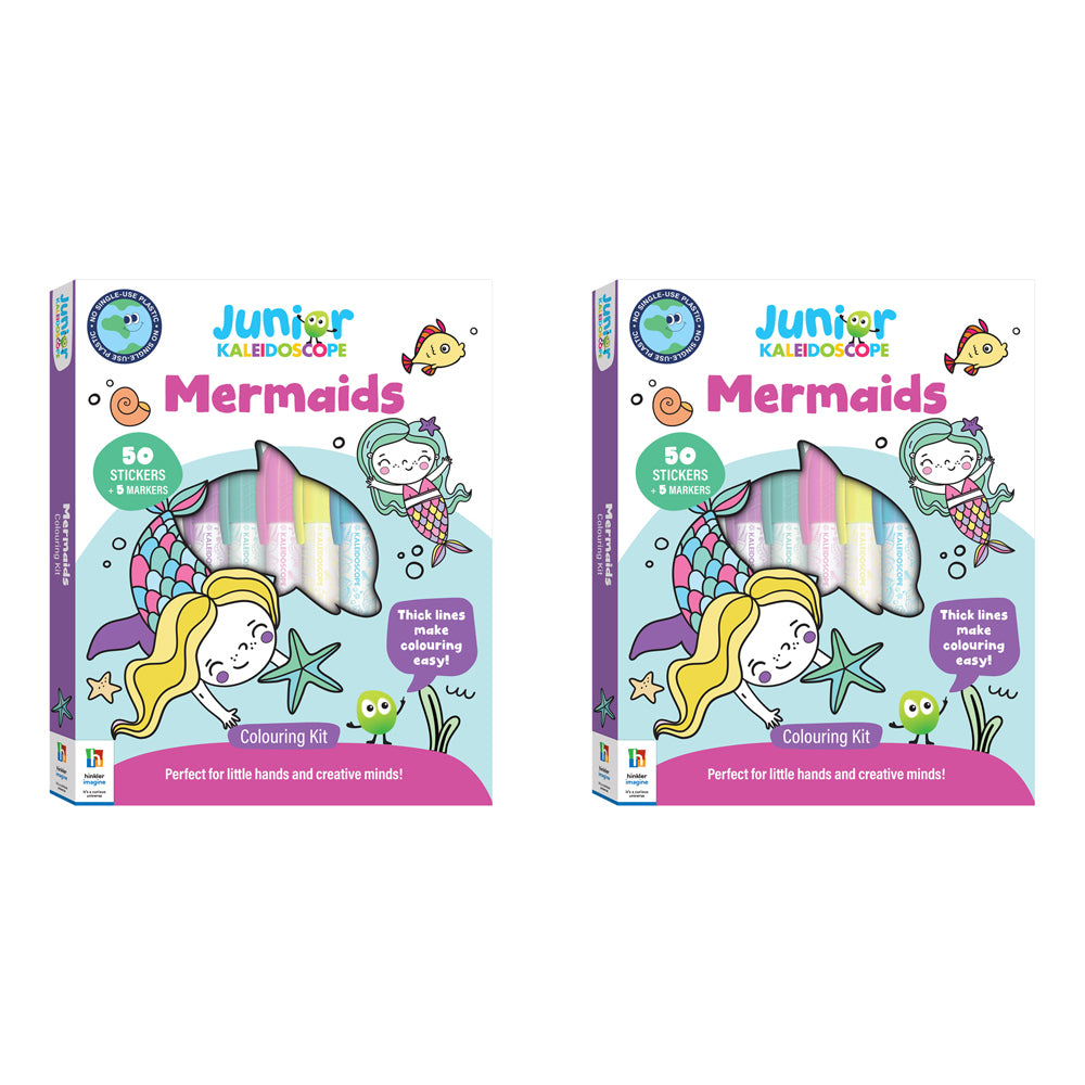 2PK Junior Kaleidoscope Kids 29x23cm Colouring Kit Mermaids 3y+