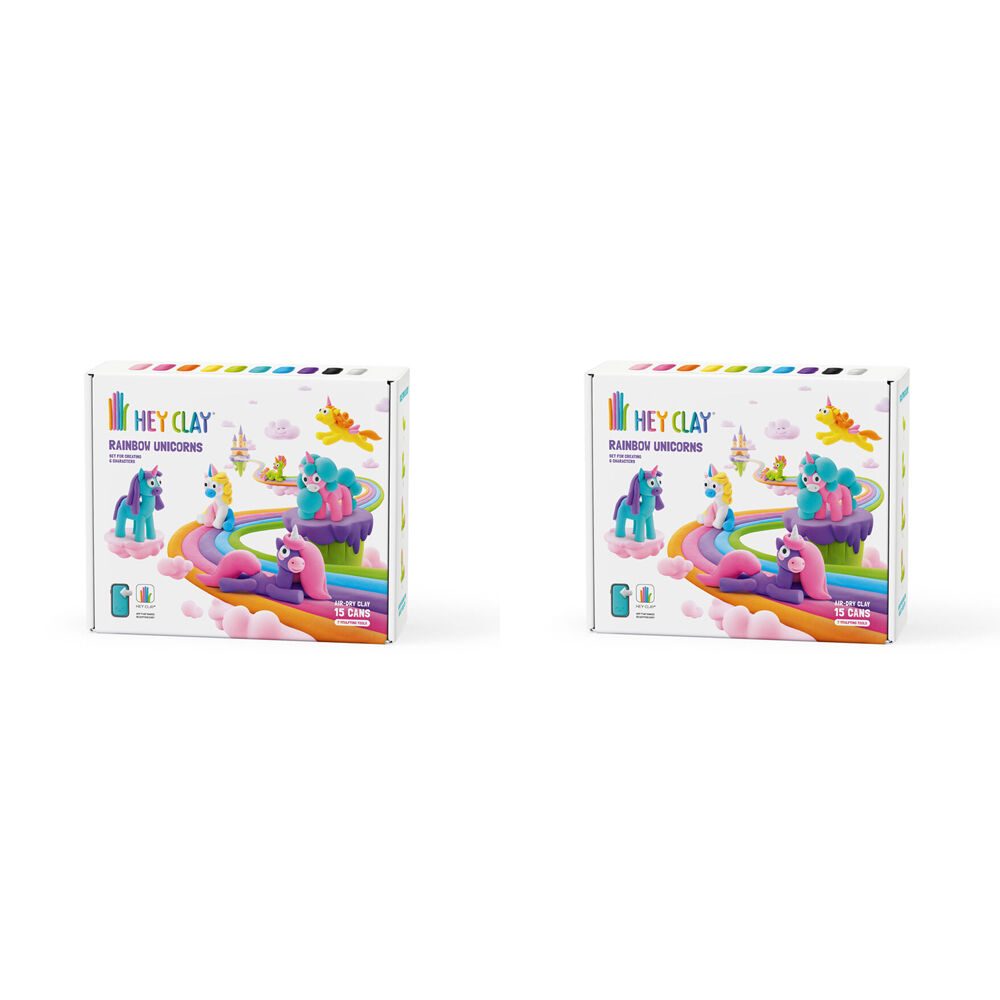 2x 15pc Hey Clay Rainbow Unicorns Craft Set Toy 22x19cm Kids 3y+