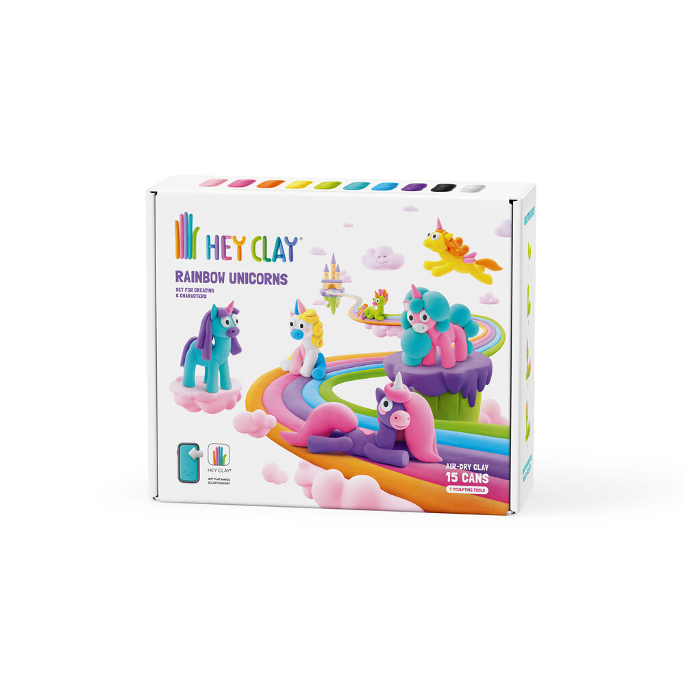 2x 15pc Hey Clay Rainbow Unicorns Craft Set Toy 22x19cm Kids 3y+