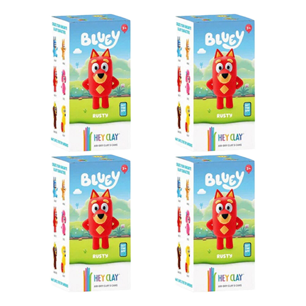 4PK Hey Clay Bluey Single Character Kids Modelling-Clay Set 5 Coloured Cans Rusty