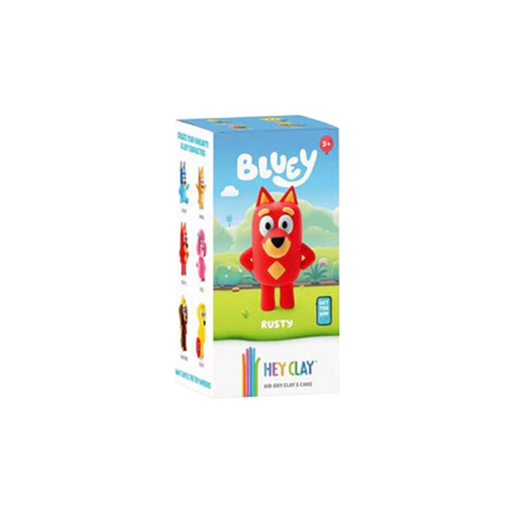4PK Hey Clay Bluey Single Character Kids Modelling-Clay Set 5 Coloured Cans Rusty