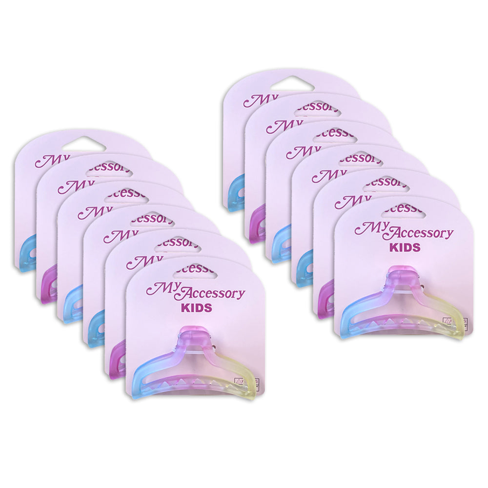 12PK My Accessory Kids 8cm Melrose Hair Clip Ombre Frosted Assorted
