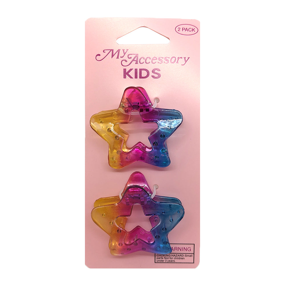 6x 2pc My Accessory Kids 5cm Melrose Hair Clip Ombre Star