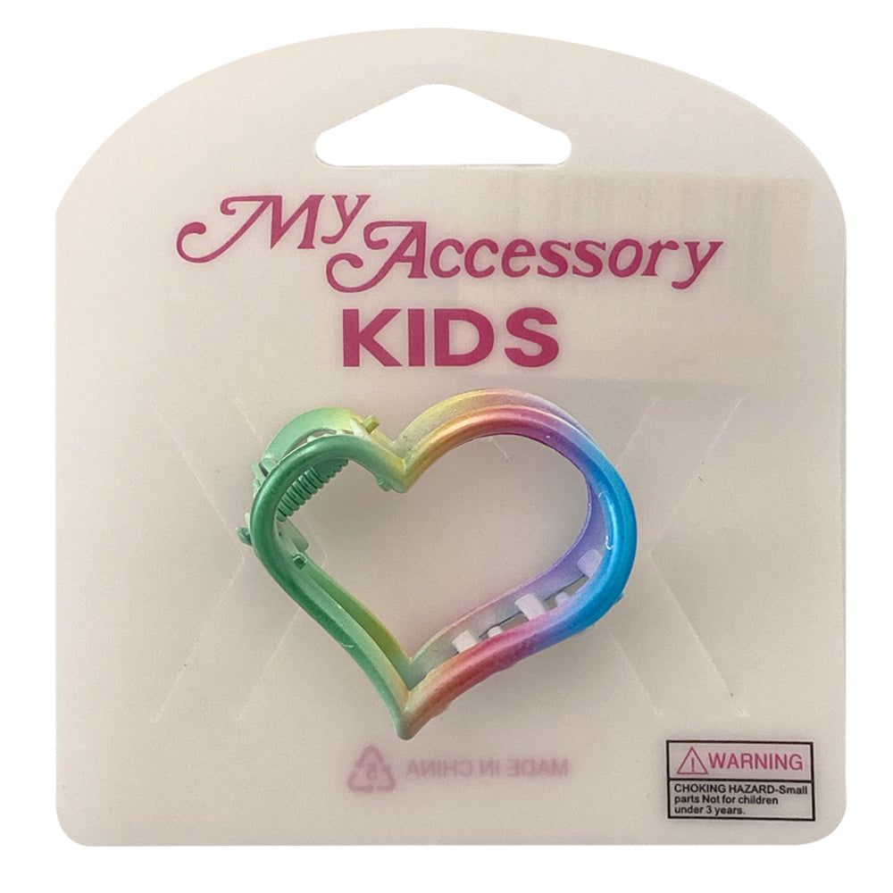 12PK My Accessory Kids 4cm Melrose Hair Clip Metal Heart Rainbow