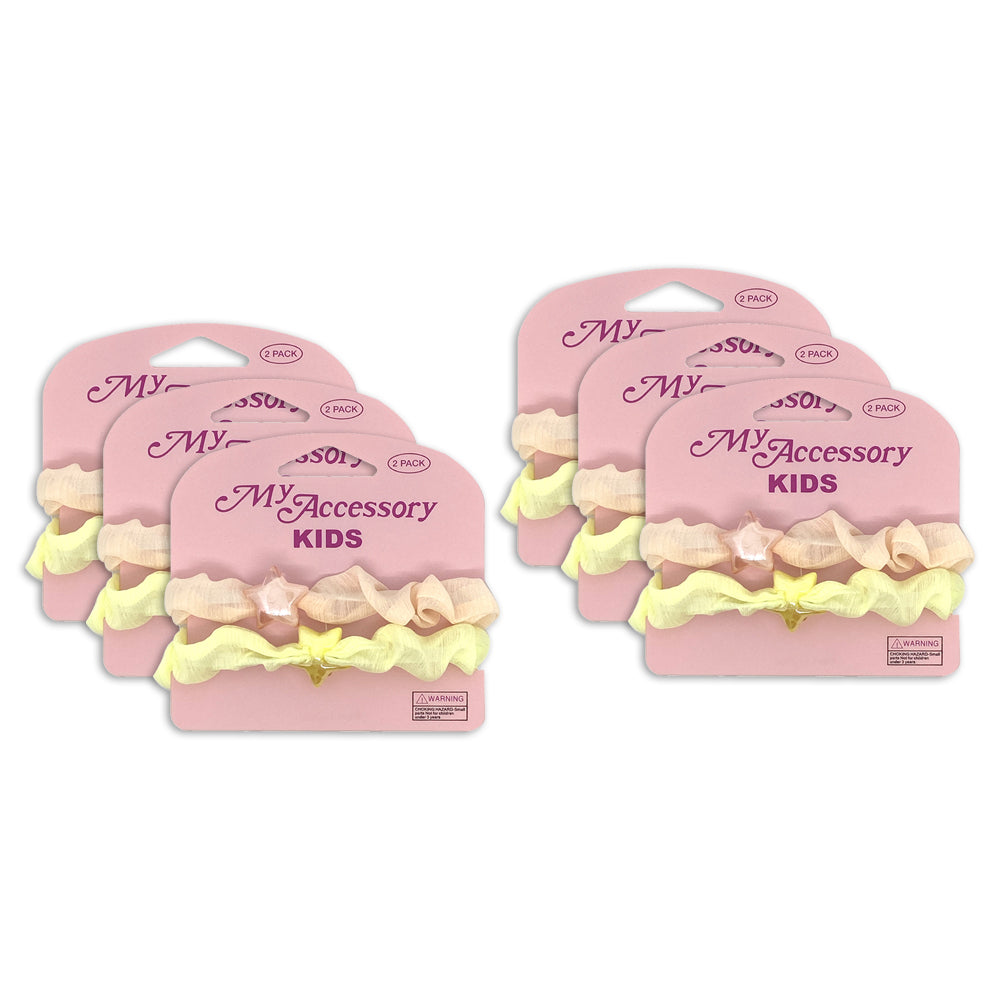 6x 2pc My Accessory Kids 7.5cm Hair Scrunchie Pastel Stars