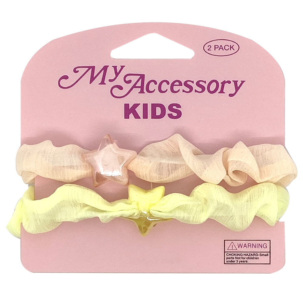 6x 2pc My Accessory Kids 7.5cm Hair Scrunchie Pastel Stars