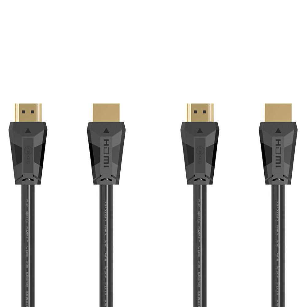 2PK Cruxtec 2m Premium High Speed HDMI 2.0 Cable with Ethernet - Black