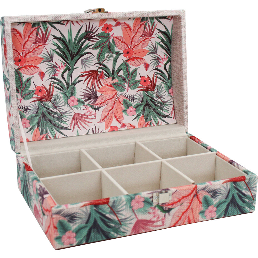 LVD Desert Leaves Linen/MDF 22cm Jewellery Box Accessory Organiser Rectangle