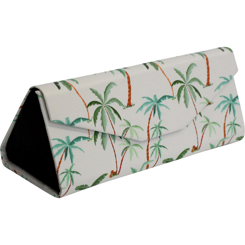 2PK LVD Green Palms PU/Cardboard 16cm Eye-Glasses Case Triangle