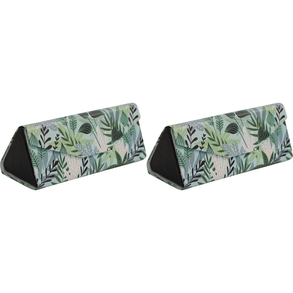 2PK LVD Mixed Leaves PU/Cardboard 16cm Eye-Glasses Case Triangle