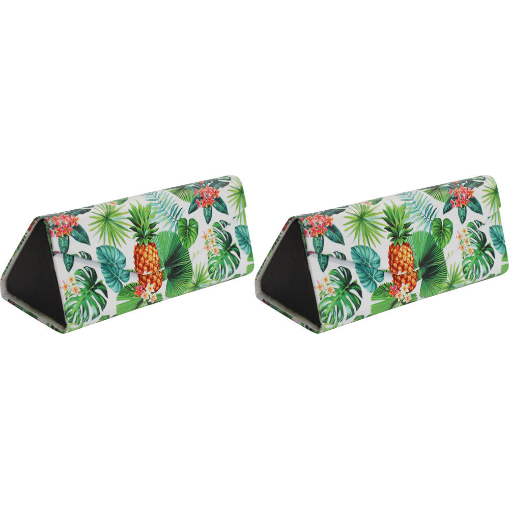 2PK LVD Pineapples PU/Cardboard 16cm Eye-Glasses Case Triangle