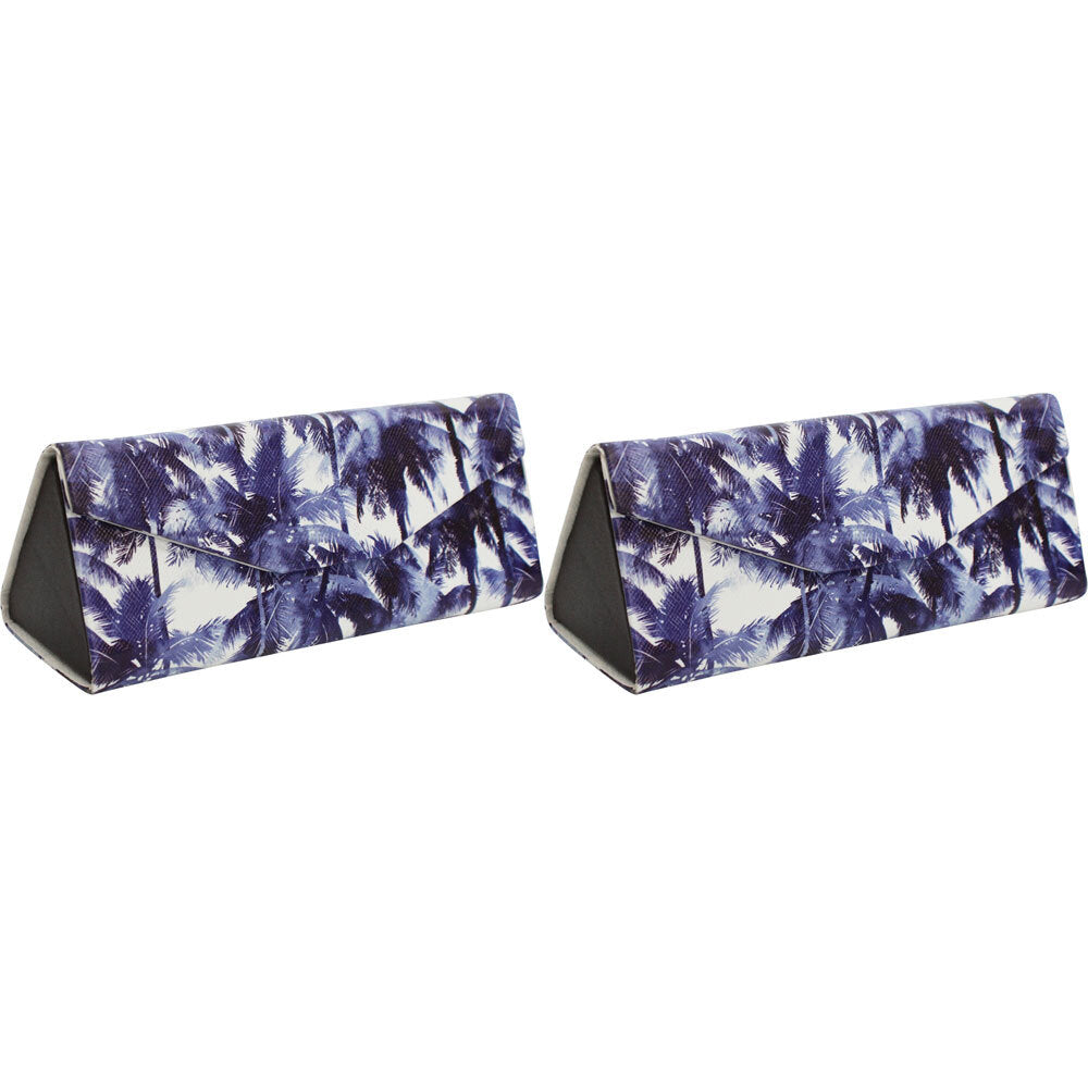 2PK LVD Navy Palm PU/Cardboard 16cm Eye-Glasses Case Triangle